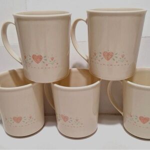 Forever Yours Heart Pattern Mugs - Set of 5